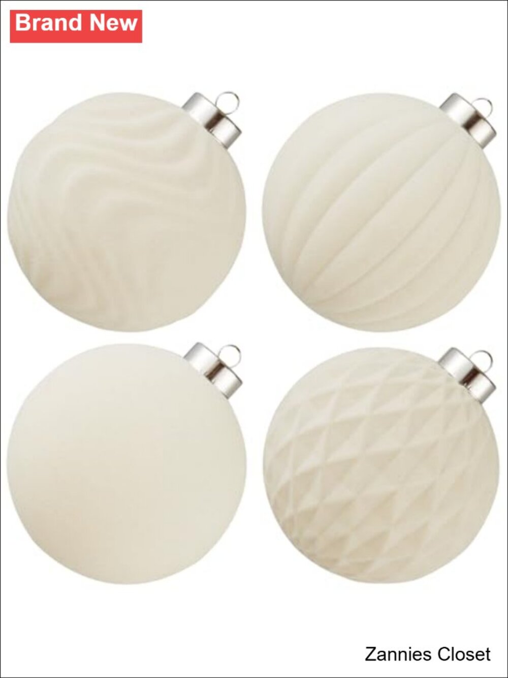🎄 Large Velvet Christmas Ball Ornaments 4 Inch Flocked Shatterproof Hanging